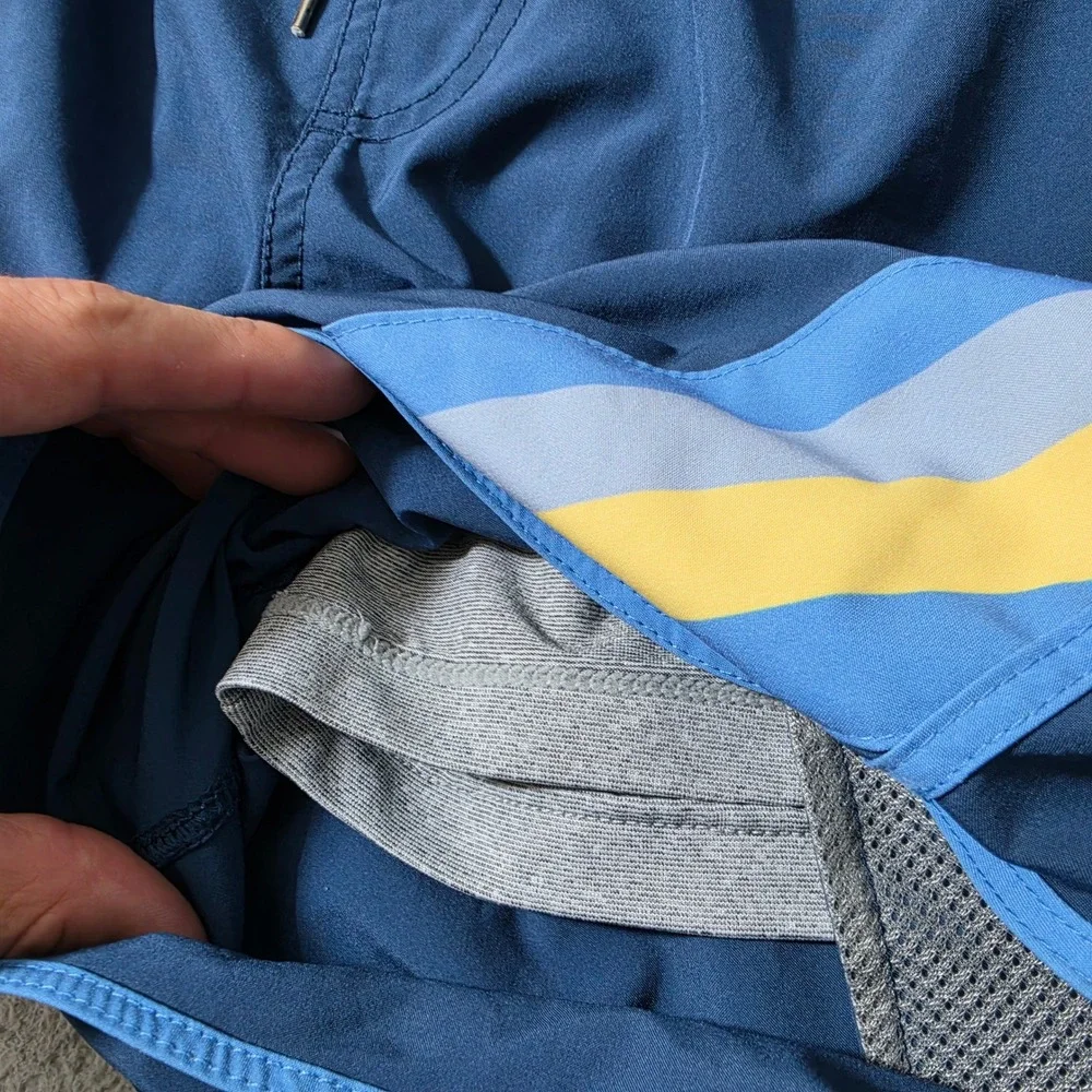 Fair Harbor Board Shorts Mens Sm Blue 28/8 Stretch Retro Stripe Swim Trunks